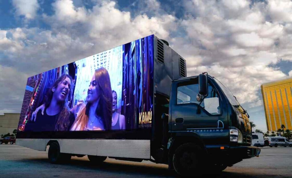 A Truck is Advertising with LED Screen