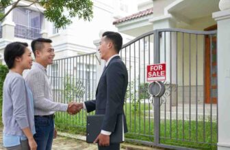 A couple negotiating with a real-estate agent